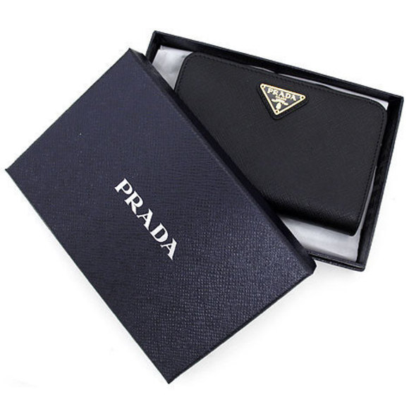 Prada TRIANGLE QHH Coin SAFFIANO Wallet Black - Picture 4 of 4